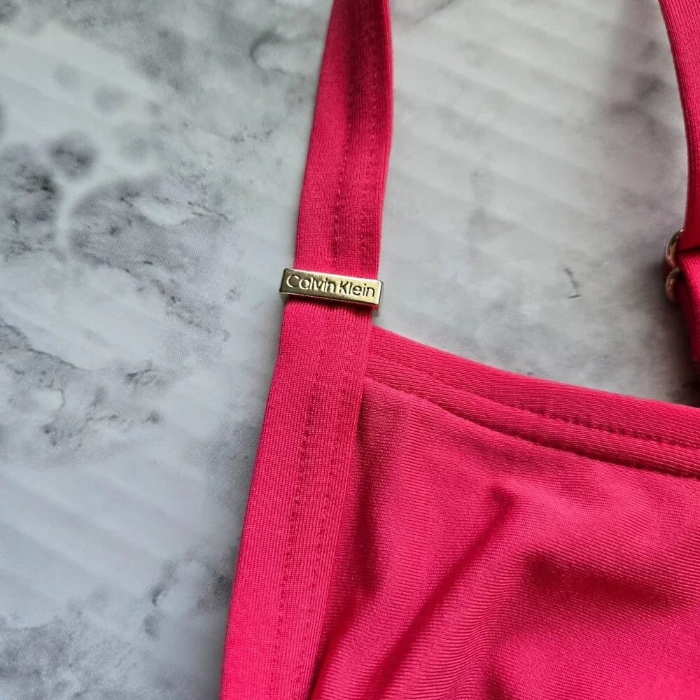 Calvin Klein Ruched Panel One Piece Swimsuit Women's Size 10 - Picture 2 of 9